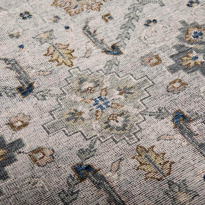 Alora Decor Antique Hand-Knotted Light Gray/Blue Floral Rug