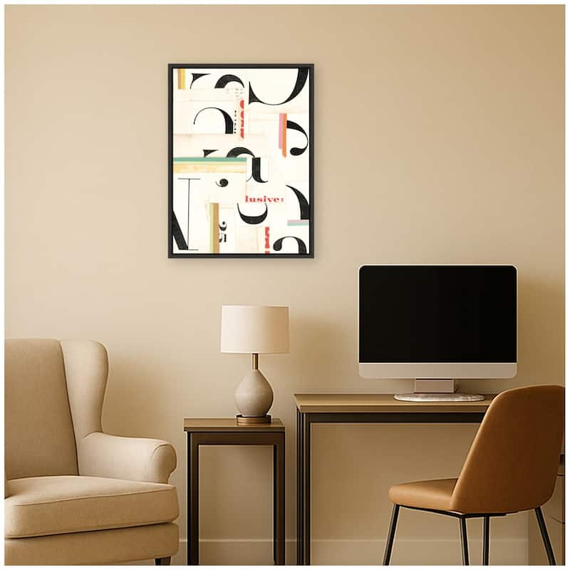 Kate and Laurel Typography White FC by Felicia Dadak Framed Canvas Wall Art Print