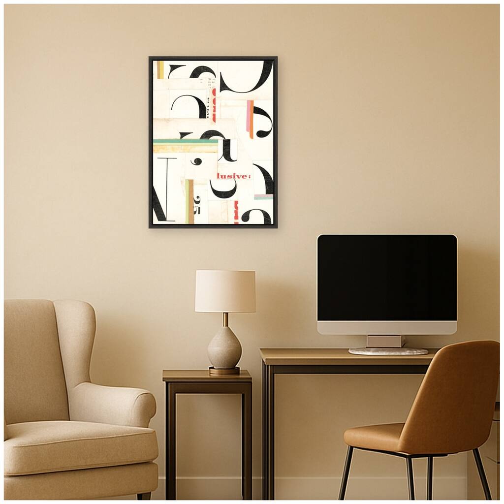 Kate and Laurel Typography White FC by Felicia Dadak Framed Canvas Wall Art Print