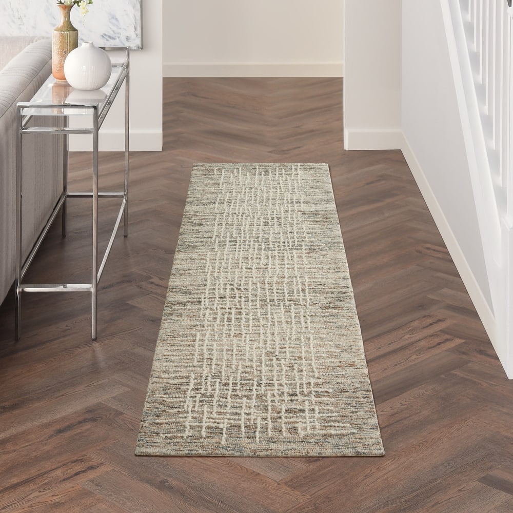 Nourison Vail Textured Wool Modern Crosshatch Area Rug