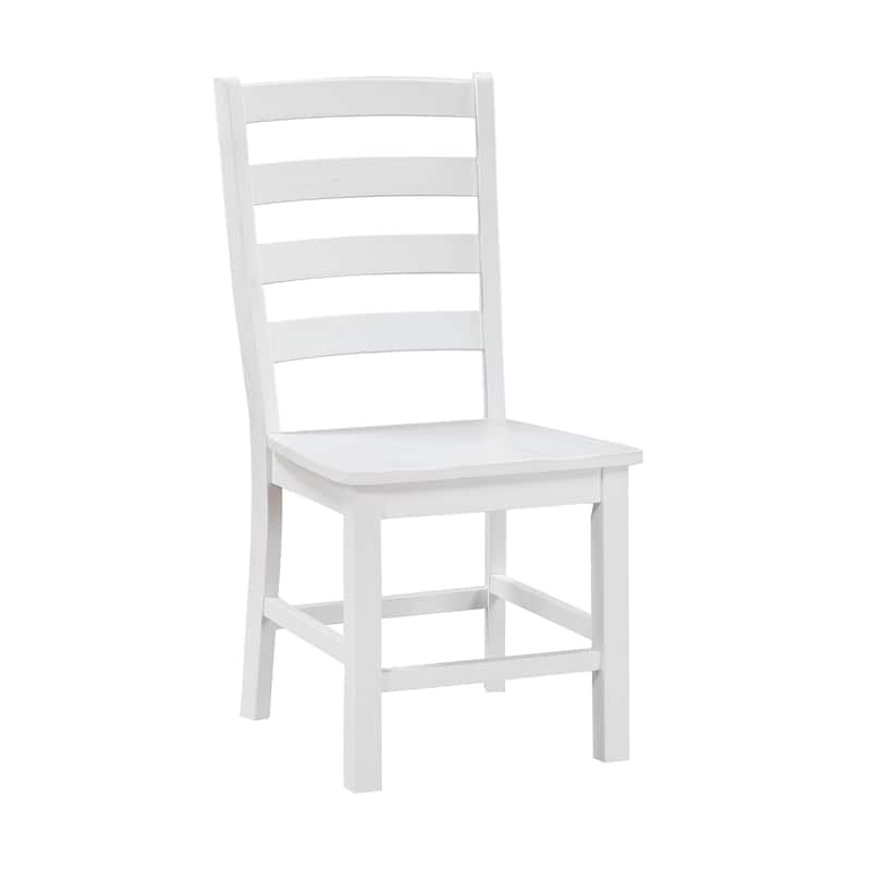 White Finish Side Chairs Set of 2, Farmhouse Slat Back Dining Chairs