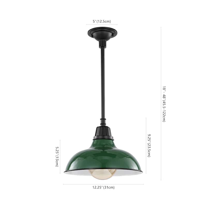 12.25" 1-Light Indoor/Outdoor Iron LED Pendant, by JONATHAN Y - 12.25