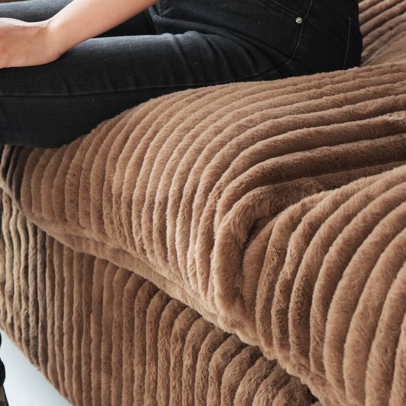 Modular Sectional Couch, Convertible V Shaped Sofa for Living Room, 5 Seat Comfy Modular Sofa With Chaise Ottoman