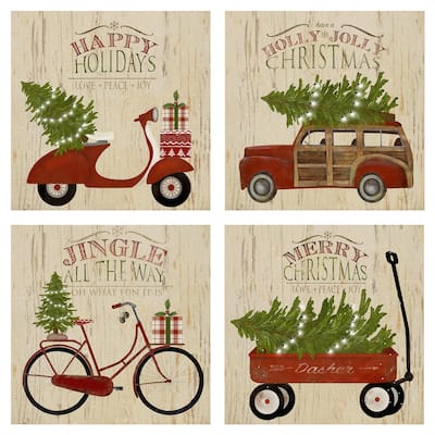 Holiday Happy, Holly, Jingle, Merry by Beth Albert Canvas Art Prints