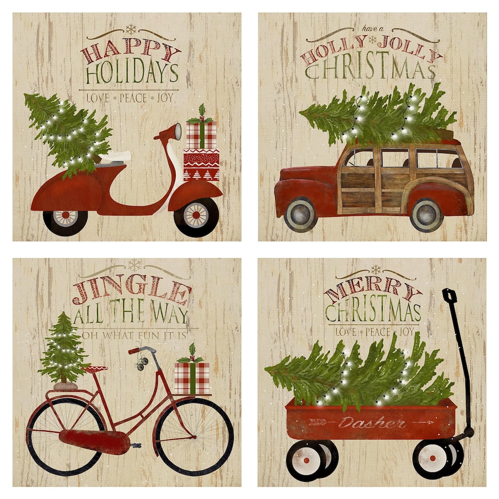 Holiday Happy, Holly, Jingle, Merry by Beth Albert Canvas Art Prints