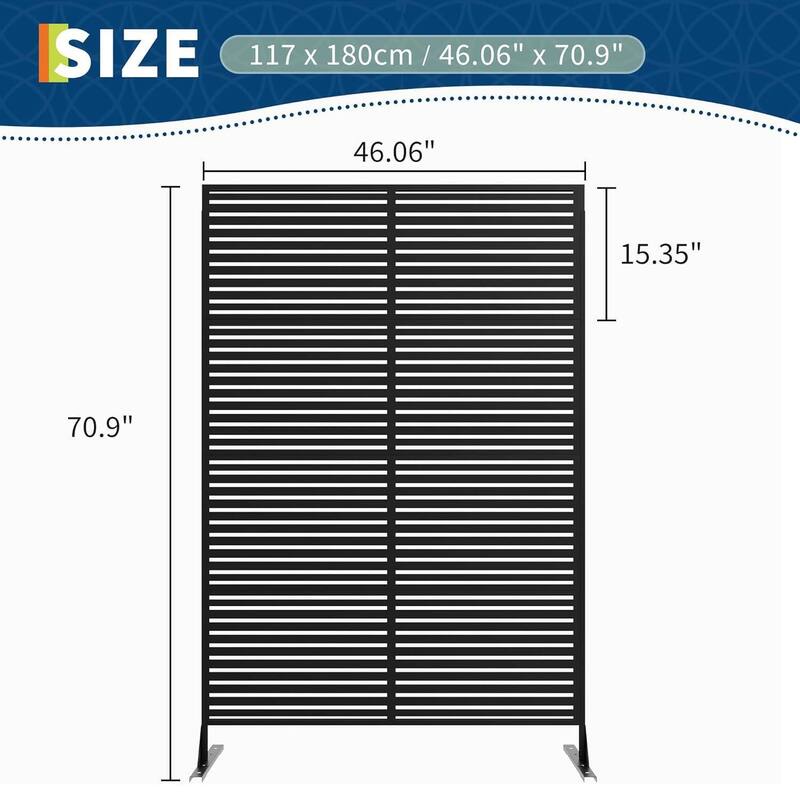 72 in Freestanding Decorative Metal Garden Fence, Privacy Screen Panel, 1 PC