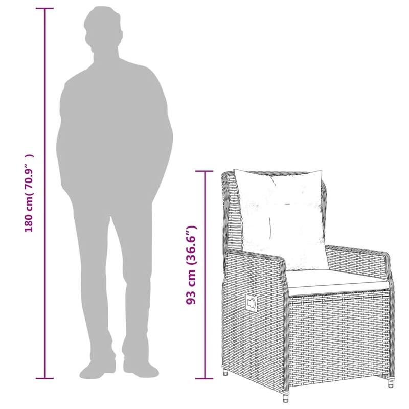 vidaXL Garden Dining Set Black - 31.5 x 63.0 x 29.1 in