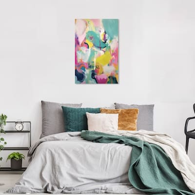Wynwood Studio Abstract Sweet Smelling Garden Pink and Turquoise Modern & Contemporary Wall Art Canvas Print