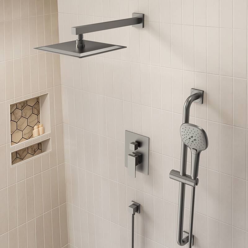 Pressure-Balanced Shower System ,10-Inch Rainfall Shower Faucet with 3-Function Handheld Shower