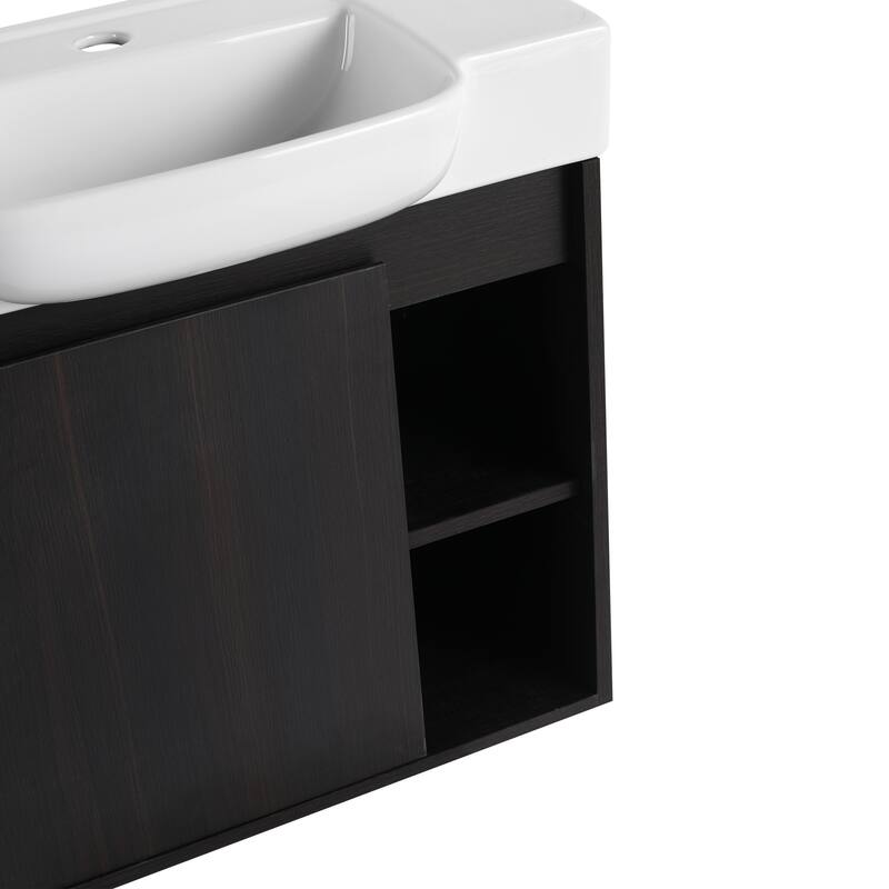 Beingnext 24"/28" Bathroom Vanity with Sink, Floating Bathroom Vanity with Soft Close Door and Shelf