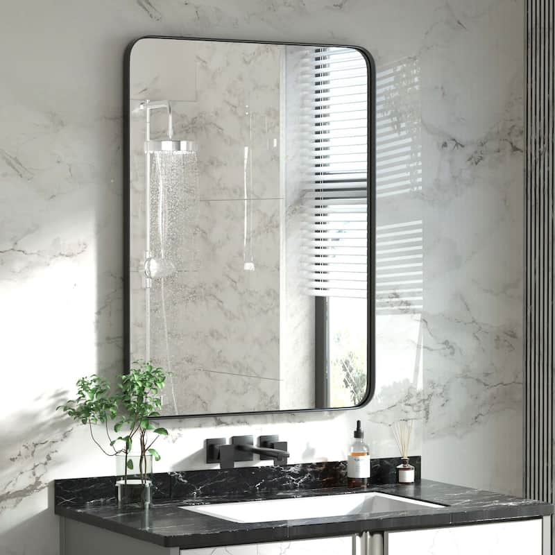 Modern Rounded Rectangle Stainless Steel Frame Wall Mirror