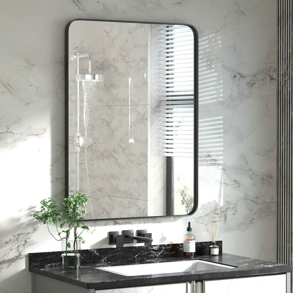 Modern Rounded Rectangle Stainless Steel Frame Wall Mirror