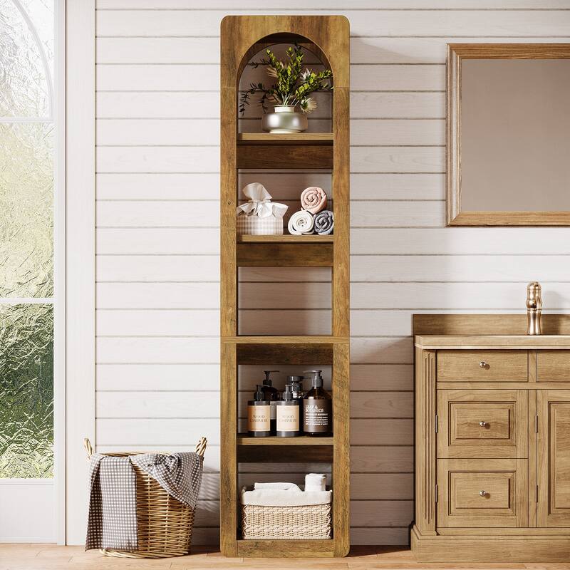5-Tier Slim Corner Vertical Bookcase with Open Storage Shelves