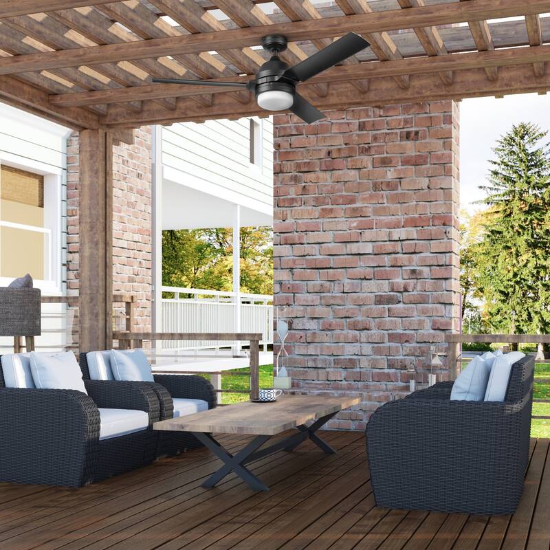 54" Honeywell Port Isle Wet Rated Outdoor Ceiling Fan with Light, Remote Control, Weather Resistant Blades