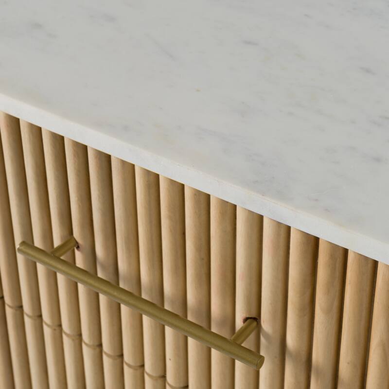 Modrest Cambridge Modern White Marble & Washed Mango 3 Drawer Dresser