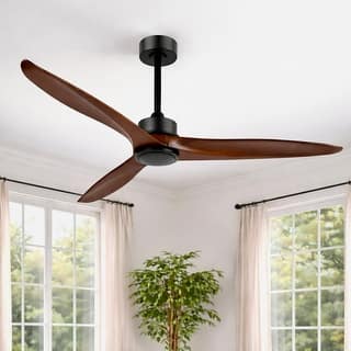 Modern 52" Solid Wood 3-Blade Propeller Ceiling Fan with Remote Control