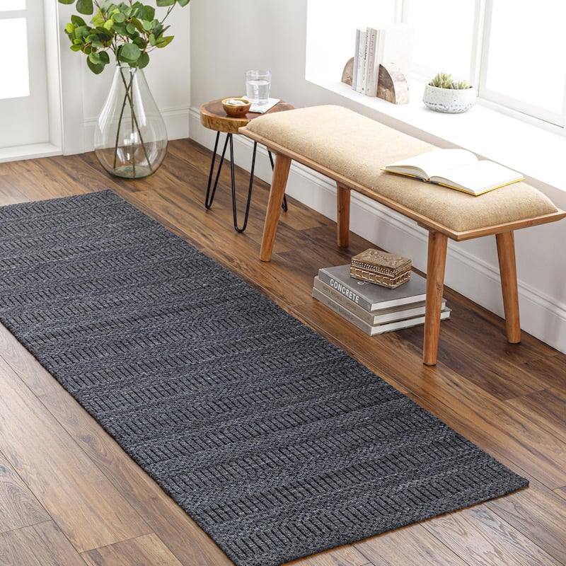 Stellaluna Minimalist Stripe Area Rug - 2'6" x 8' - Black