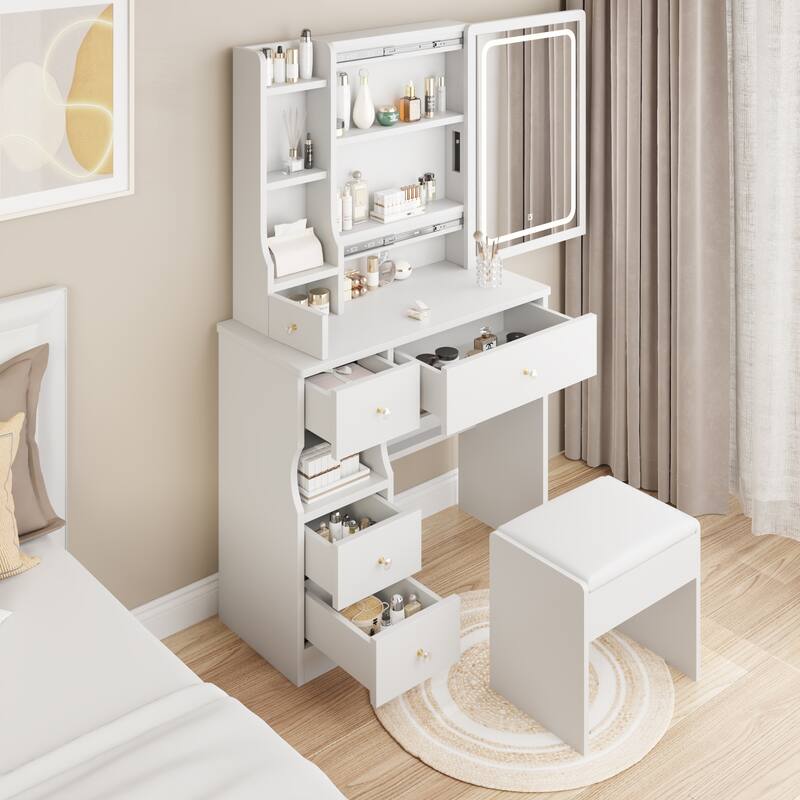 Left Drawer Desktop Makeup Vanity Table