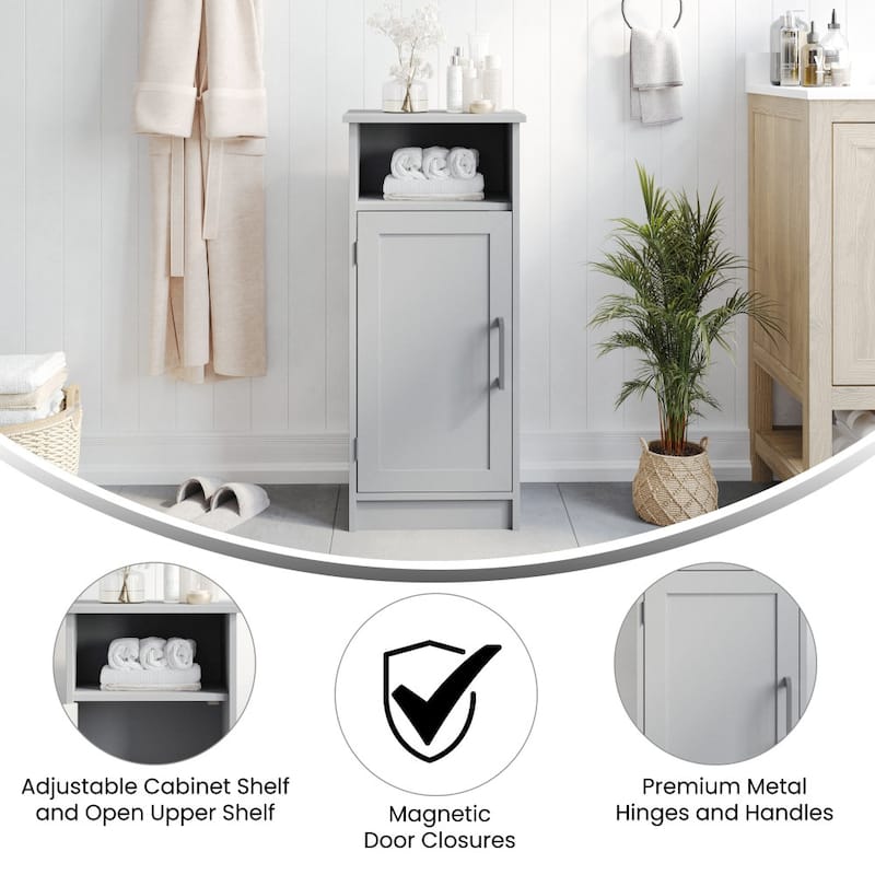 Modern Bathroom Storage Cabinet with Magnetic Close Door and 3 Shelves
