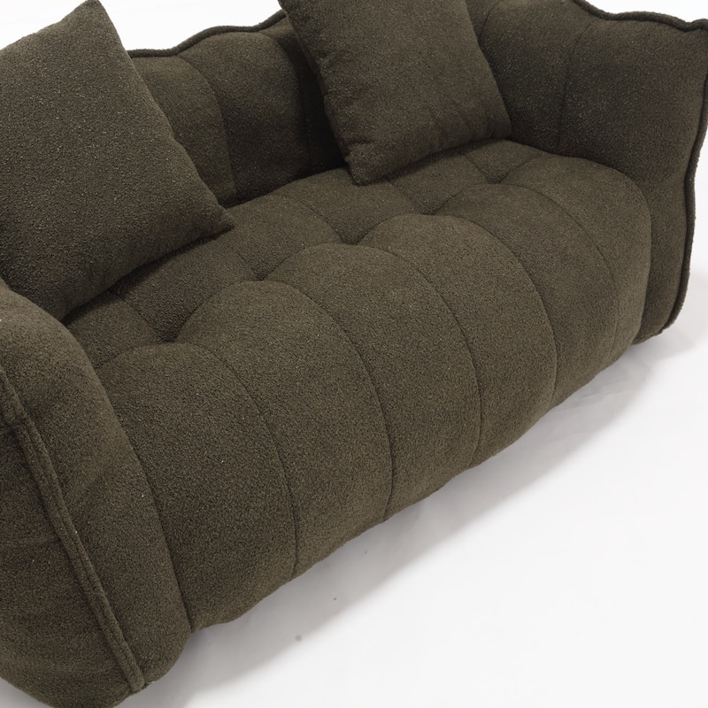 66" Chenille Square Beanbag Chair with High-Resilience Foam Core, Armrests and Handle