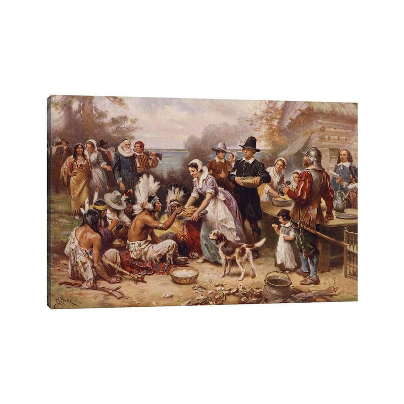 iCanvas "The first Thanksgiving, c.1930 " by Jean Leon Gerome Ferris Canvas Print