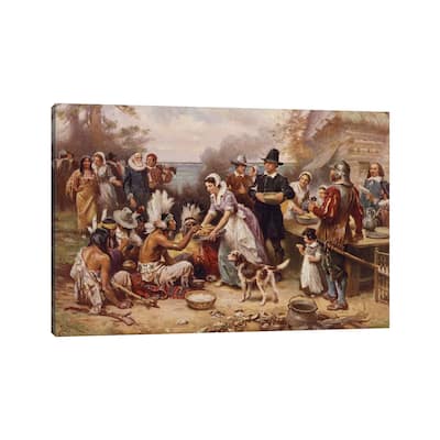 iCanvas "The first Thanksgiving, c.1930 " by Jean Leon Gerome Ferris Canvas Print