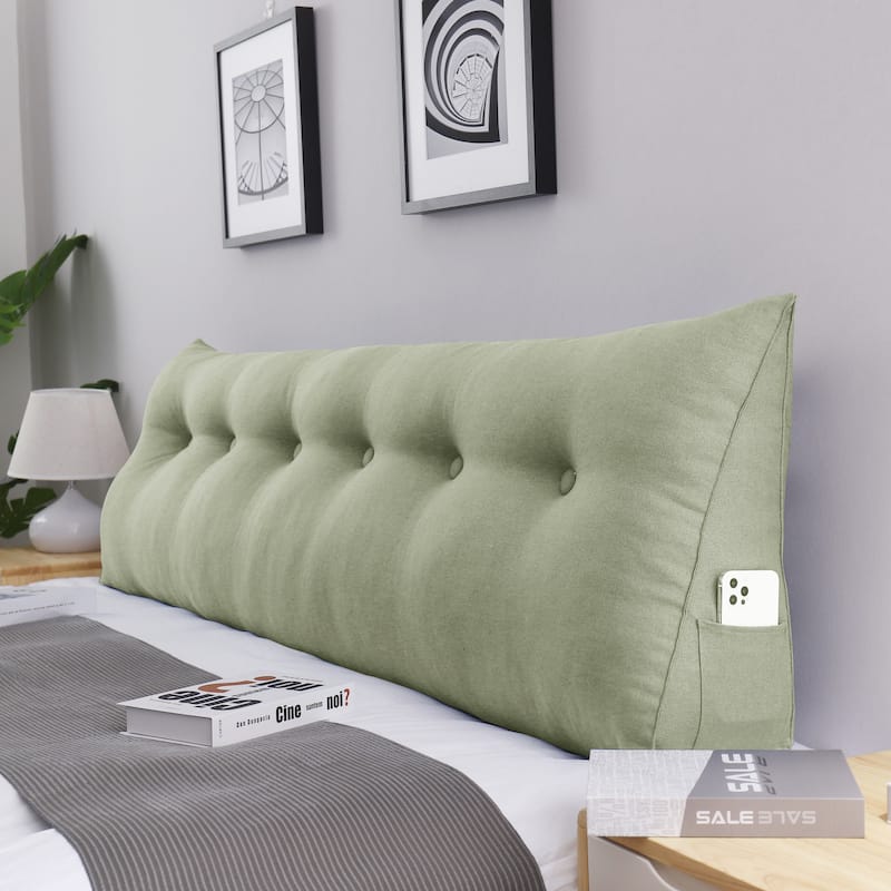 WOWMAX Bed Rest Reading Wedge Headboard Backrest Tufted Pillow - Lime Green