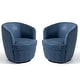 preview thumbnail 29 of 56, 2 Set Faux Leather Club Swivel Barrel Accent Chair