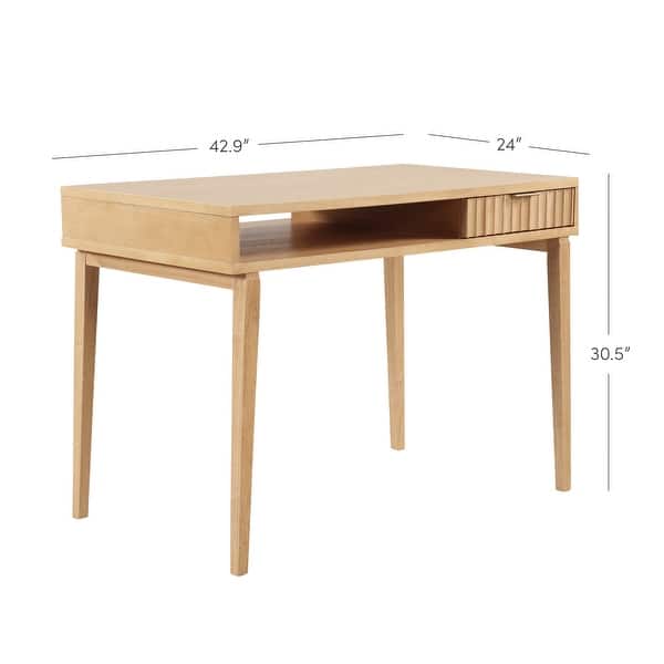 Jasper Small Home Office Desk with Storage, Bohemian Writing Desk with Drawer and Open Cubby