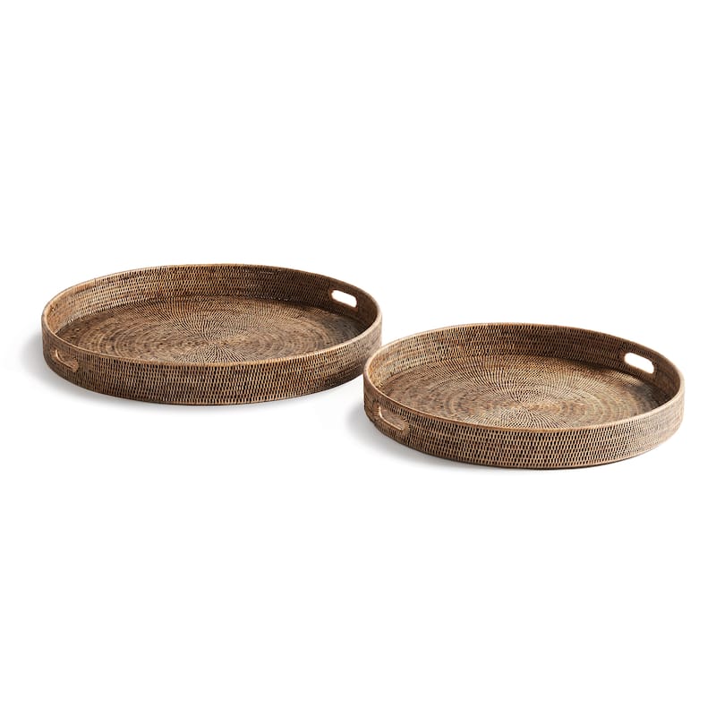 Burma Rattan Round Ottoman Trays
