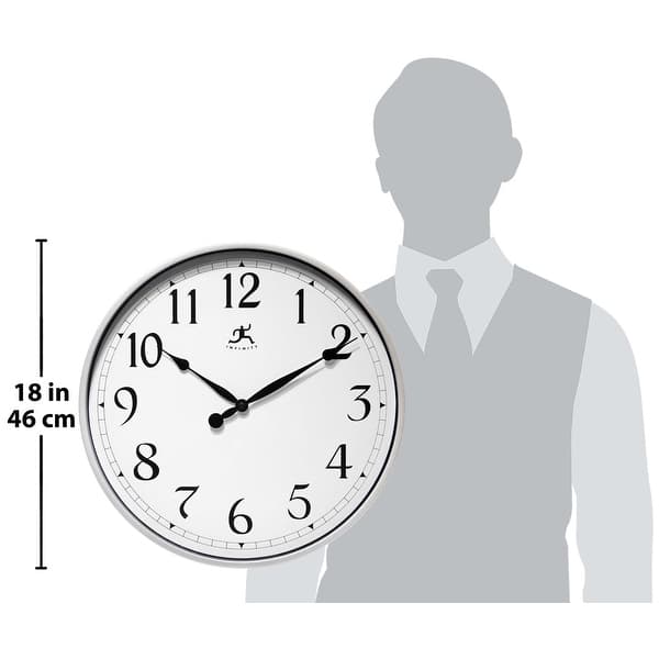 Silver Office Easy-To-Read Wall Clock 18 inch by Infinity Instruments ...