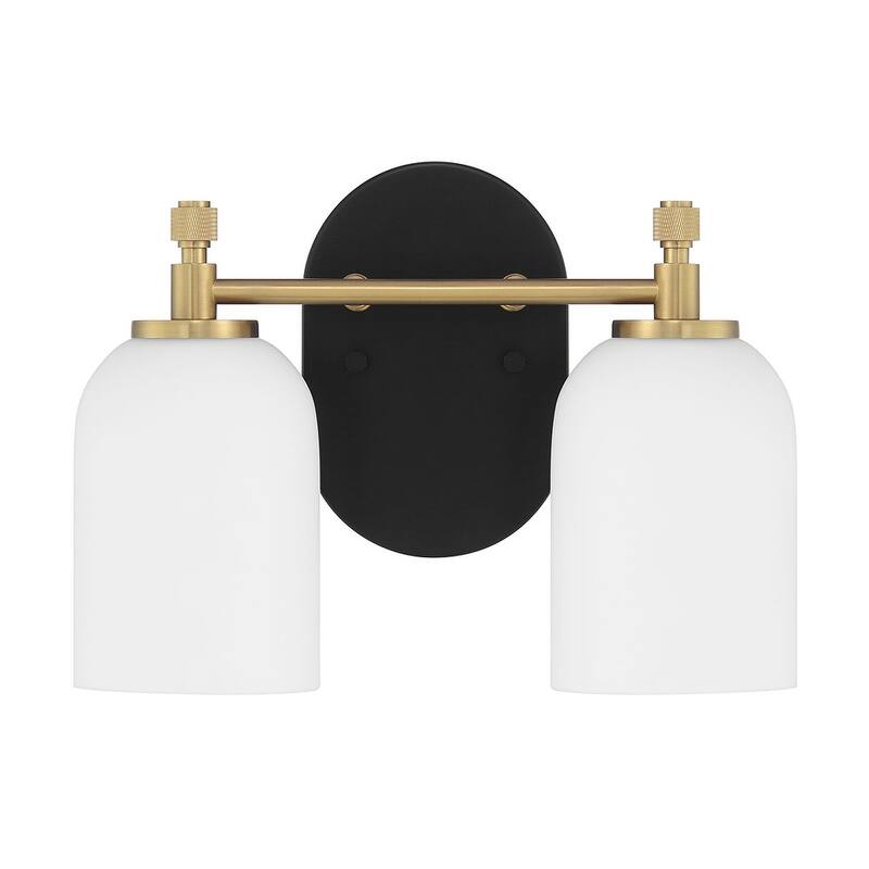 Craftmade 60302 Council 2 Light 13" Wide Vanity Light - Flat Black / Satin Brass
