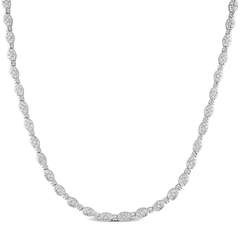 Miadora Sterling Silver 1/2ct TDW Diamond Tennis Necklace