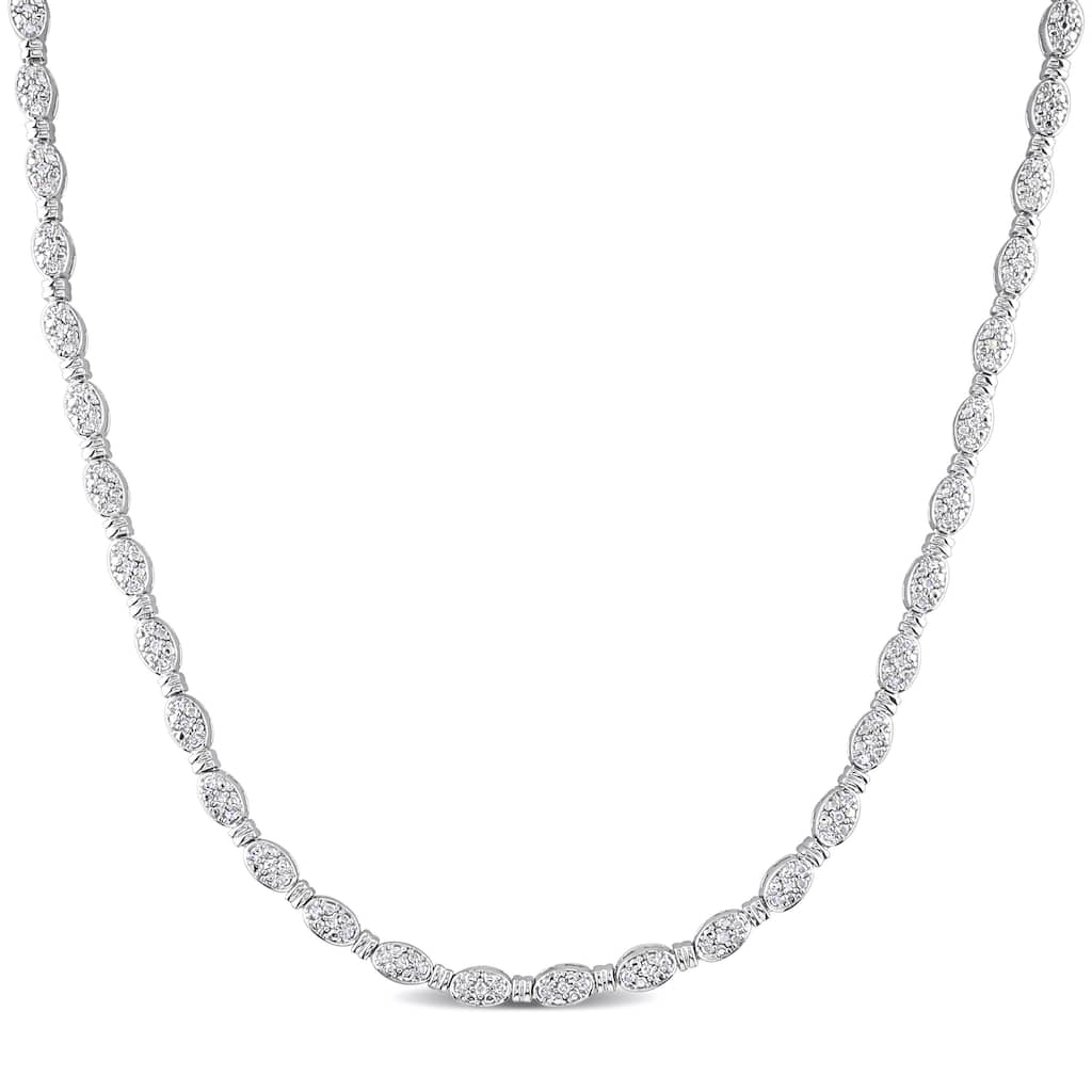 Miadora Sterling Silver 1/2ct TDW Diamond Tennis Necklace