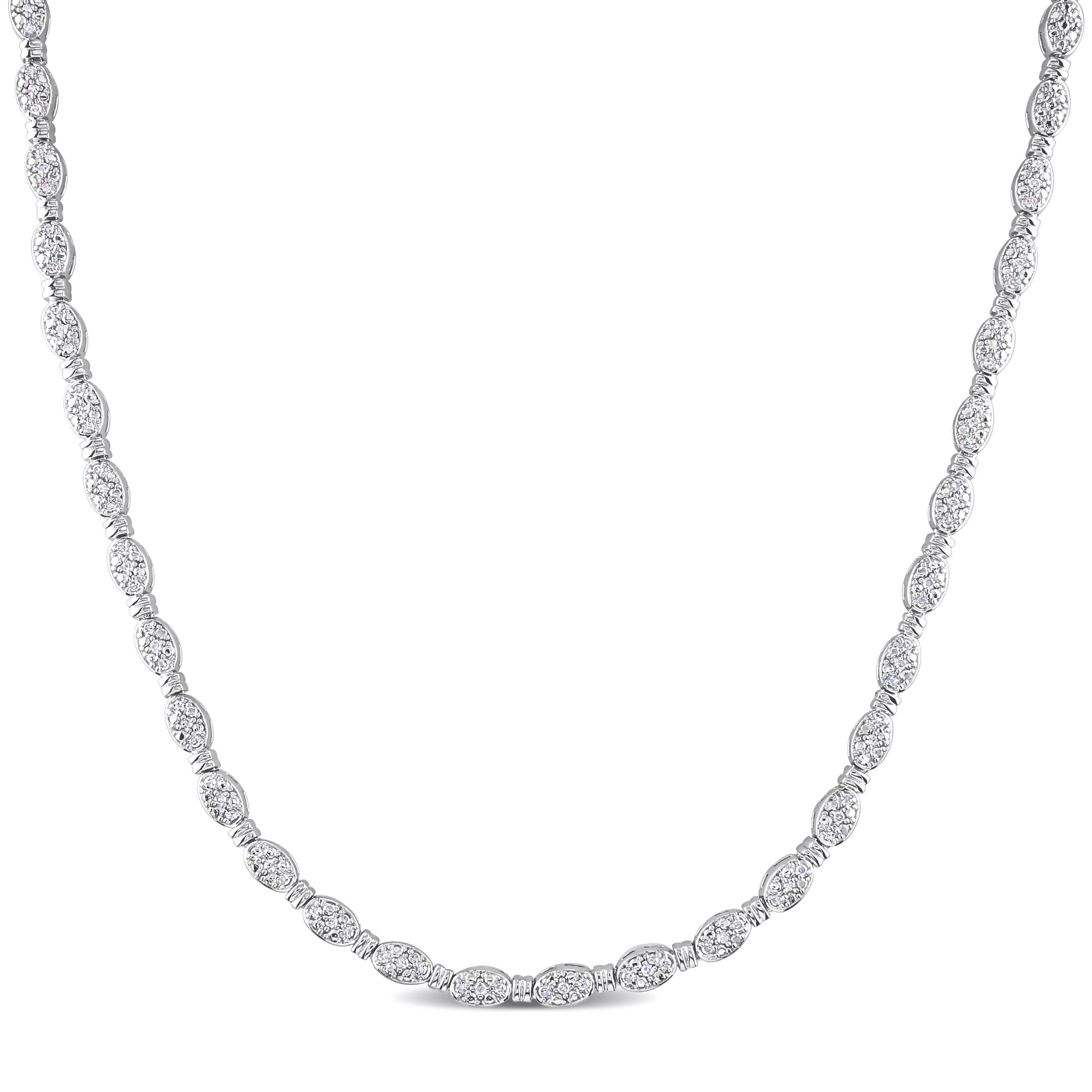 Miadora Sterling Silver 1/2ct TDW Diamond Tennis Necklace