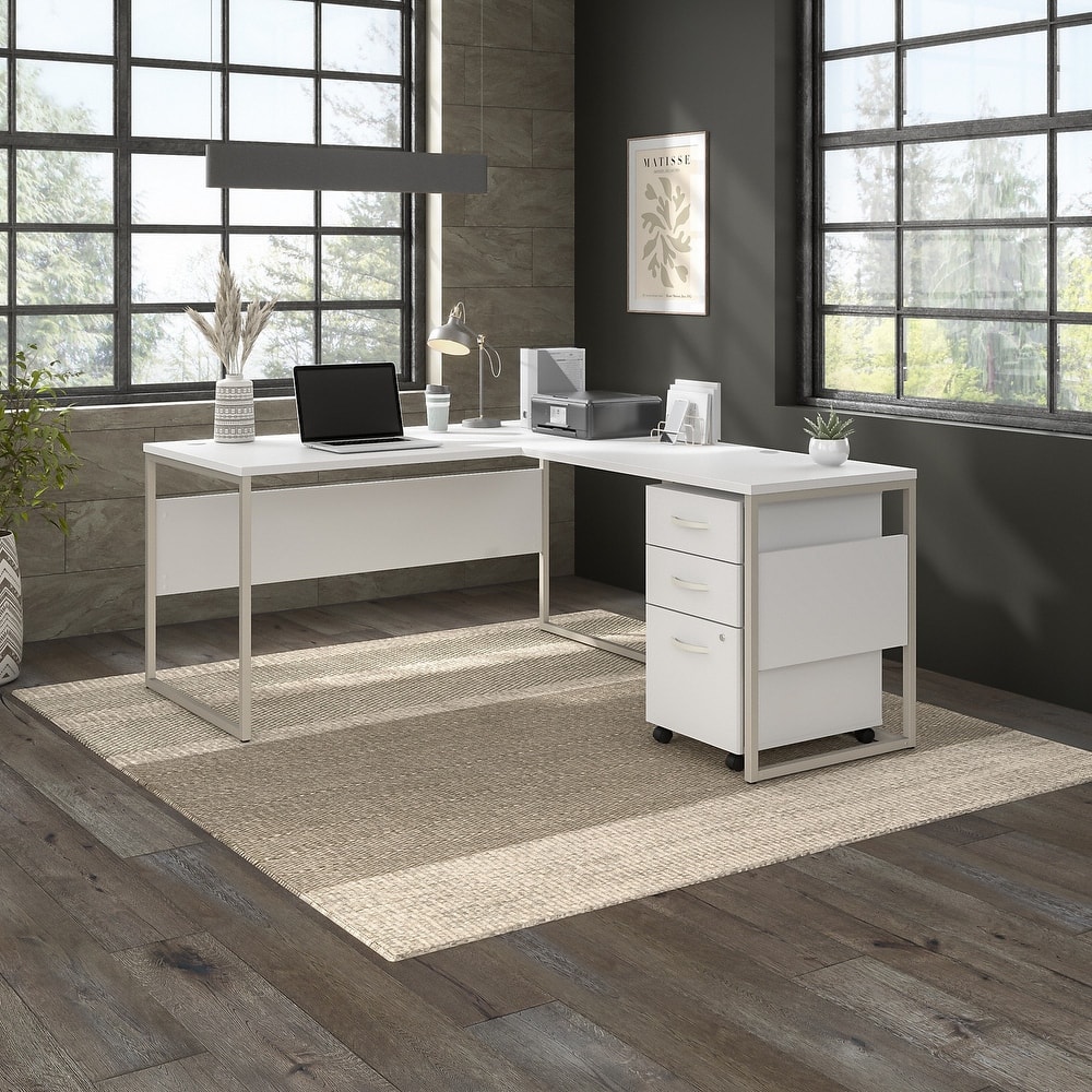 Hybrid 60W L Shaped Table Desk with Drawers by Bush Business Furniture