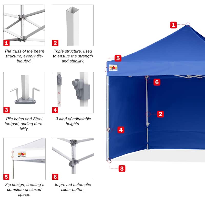 ABCCANOPY Commercial Instant Shade Metal Pop-Up Canopy - 10ftx10ft