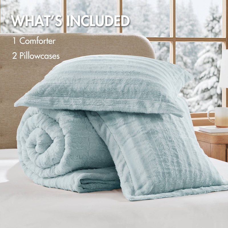 Madison Park York Faux Fur Comforter Mini Set