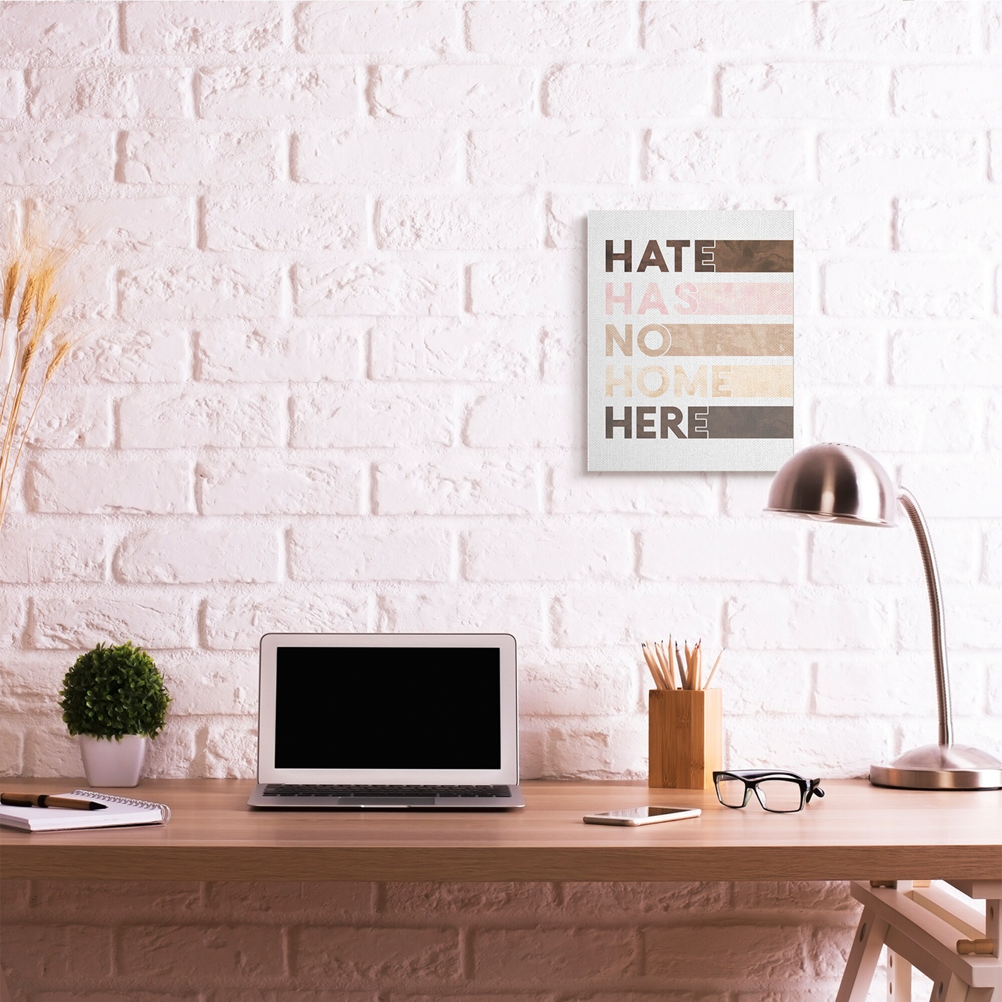 Stupell Motivational Hate Has No Home Phrase for Inclusivity Decor-image