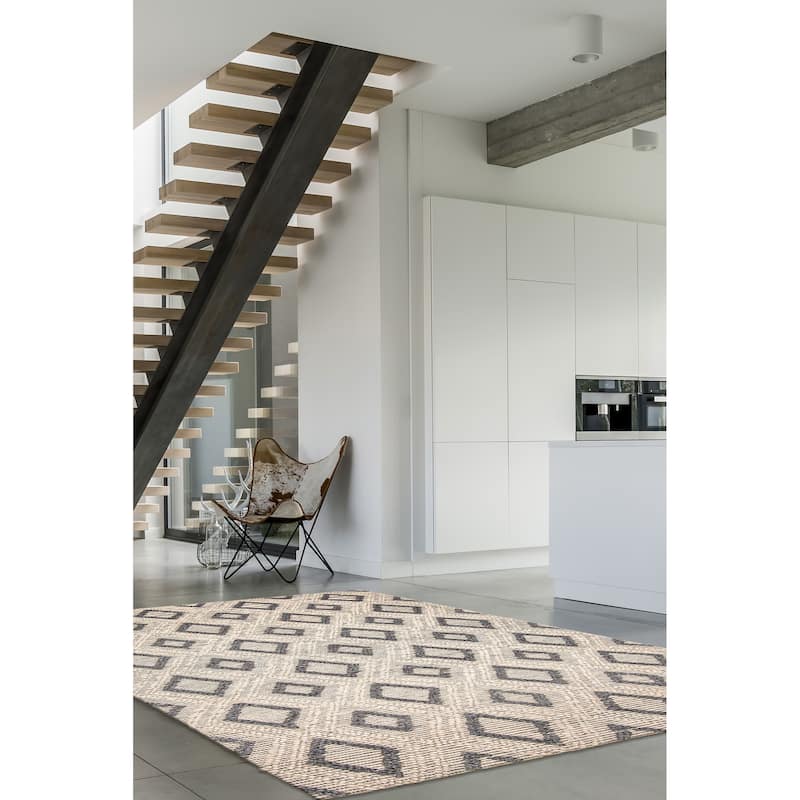 ECARPETGALLERY Braid weave Sienna Cream Wool Rug - 5'1 x 8'1