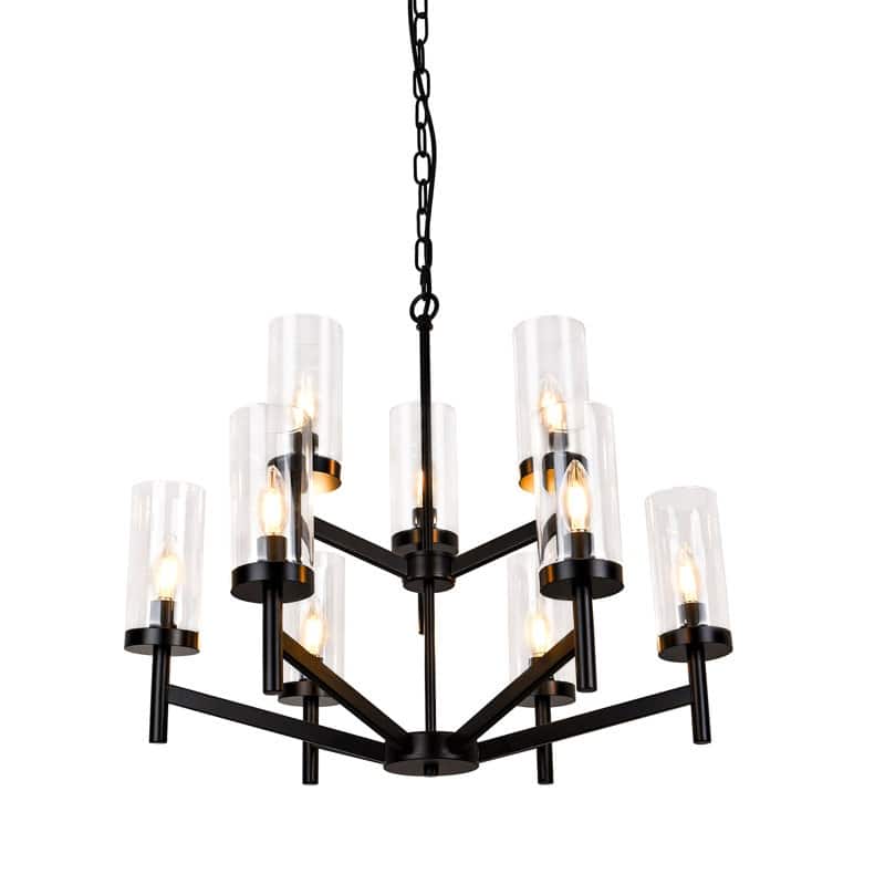 9 - Light Dimmable Tiered Chandelier - N/A