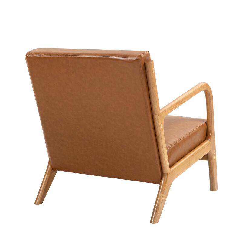Mid-Century Modern Upholstered Accent Chair with Wood Frame