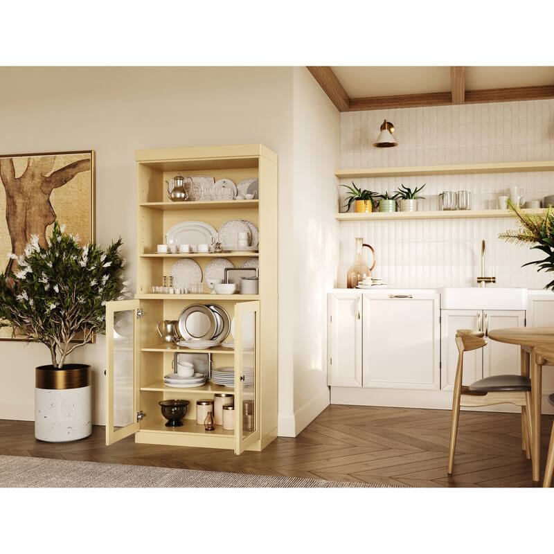 100% Solid Wood 32" Kitchen Pantry Cabinet with 2 Doors by Palace Imports