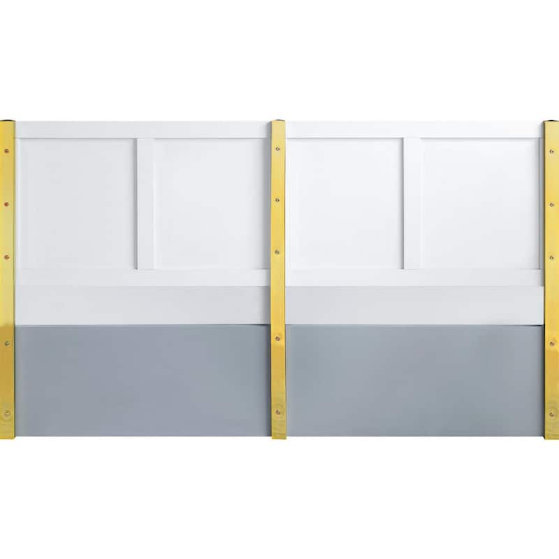 Tyra Modern King Bed, Panel Headboard, Luxury Textured Chevron, Gray, Gold