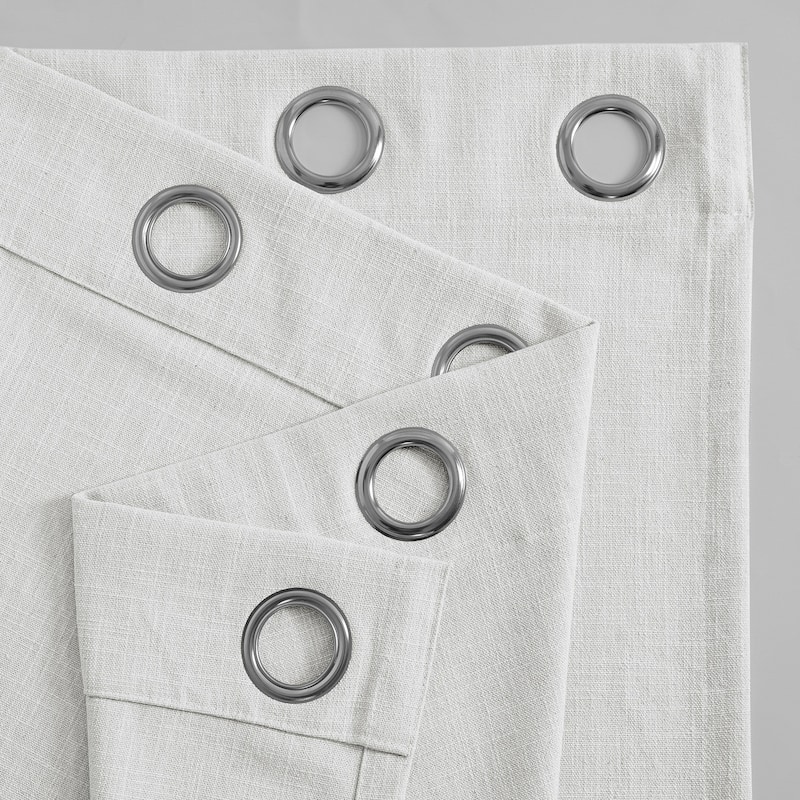 Exclusive Fabrics Basic Faux Linen Curtain Pair - 2 Panels - Light Filtering Grommet Curtains