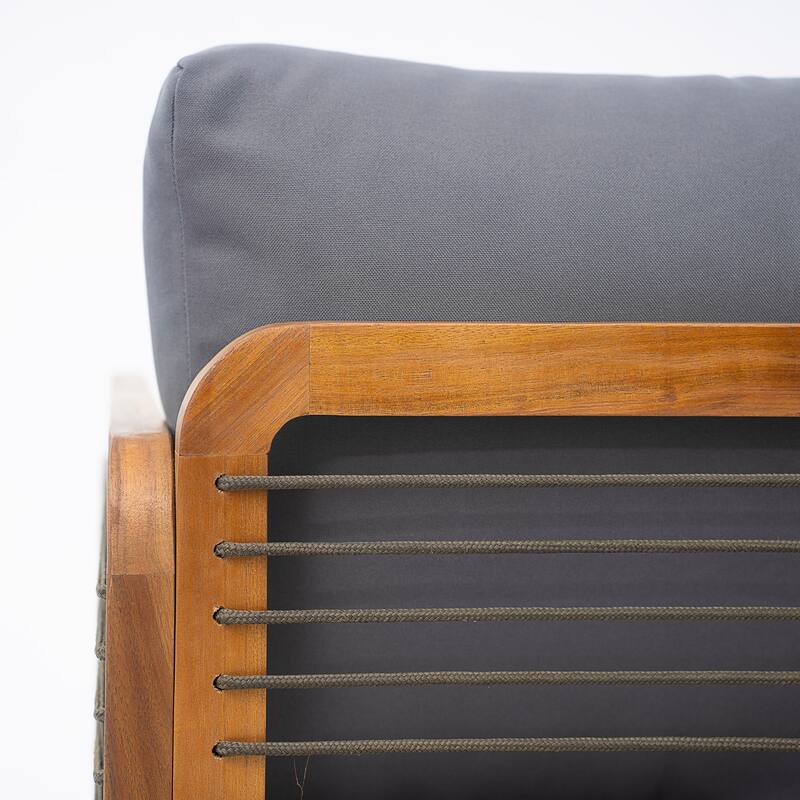 Scott Living - Talia Outdoor Modern Arm Chair with Grey Cushions and Solid Acacia Wood Frame