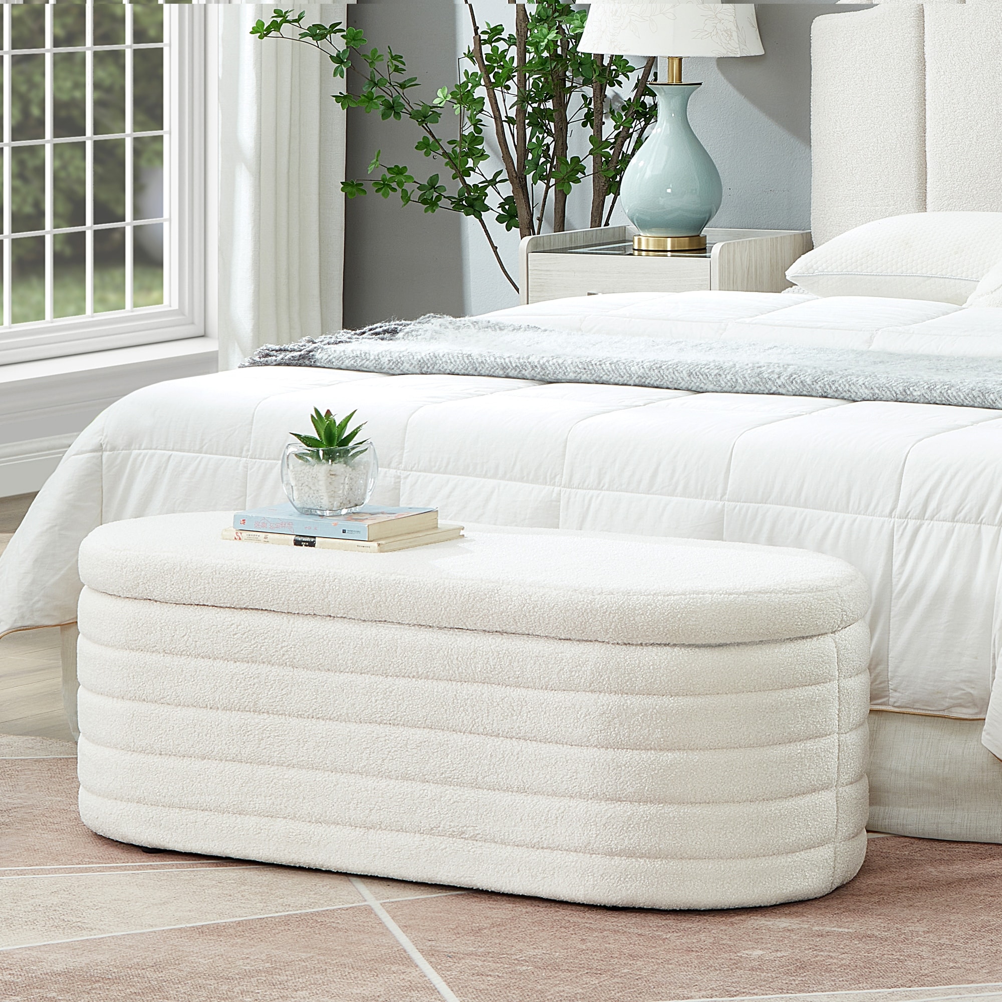 Oval storage bench discount