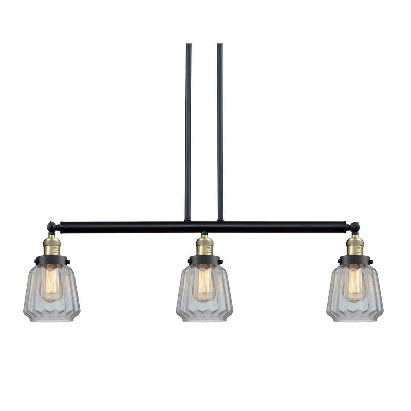 Innovations Lighting Chatham 3 Light 39" Wide Linear Chandelier - Black / Antique Brass / Clear