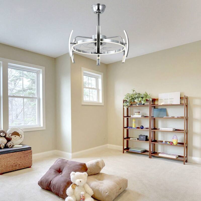 Cusp Barn 24-Inch Dimmable LED 6-DIY Shape Smart Ceiling Fan With Light, 6-Speed Reversible Ceiling Fan Light With Remote