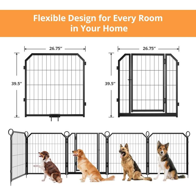 Portable Dog Playpen, Multi-Panels with Gate for Different Size Dogs